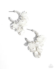 Load image into Gallery viewer, Frilly Feature White Earrings - Paparazzi Accessories