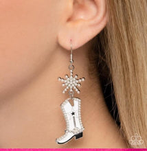 Load image into Gallery viewer, Compelling Cowboy White Earrings - Paparazzi Accessories