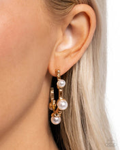 Load image into Gallery viewer, Poetic Pearls Gold Hoop Earrings - Paparazzi Accessories