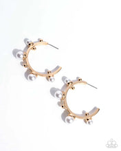 Load image into Gallery viewer, Poetic Pearls Gold Hoop Earrings - Paparazzi Accessories