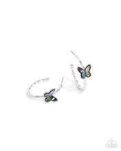 Load image into Gallery viewer, Butterfly Beginnings Blue Hoop Earrings - Paparazzi Accessories