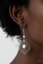 Load image into Gallery viewer, Perky Perennial White Earrings - Paparazzi Accessories

