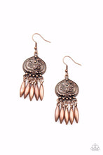 Load image into Gallery viewer, Future, PASTURE, and Present Copper Earrings - Paparazzi Accessories
