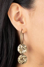 Load image into Gallery viewer, Sending Shock Waves Brass Hoop Earrings - Paparazzi Accessories
