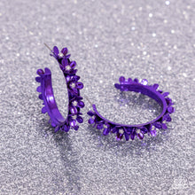 Load image into Gallery viewer, Fashionable Flower Crown Purple Earrings - Paparazzi Accessories
