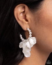Load image into Gallery viewer, Frilly Feature White Earrings - Paparazzi Accessories
