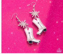 Load image into Gallery viewer, Compelling Cowboy White Earrings - Paparazzi Accessories
