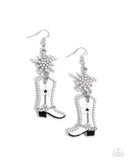 Load image into Gallery viewer, Compelling Cowboy White Earrings - Paparazzi Accessories
