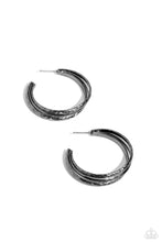 Load image into Gallery viewer, CONTOUR de Force Black Hoop Earrings - Paparazzi Accessories
