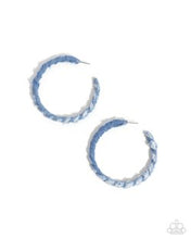 Load image into Gallery viewer, Denim Debut Blue Hoop Earrings - Paparazzi Accessories
