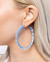 Load image into Gallery viewer, Denim Debut Blue Hoop Earrings - Paparazzi Accessories
