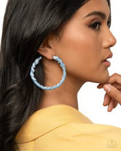 Load image into Gallery viewer, Denim Debut Blue Hoop Earrings - Paparazzi Accessories
