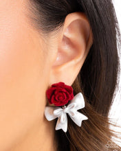 Load image into Gallery viewer, Rosette Rarity Red Post Earrings - Paparazzi Accessories
