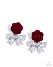 Load image into Gallery viewer, Rosette Rarity Red Post Earrings - Paparazzi Accessories
