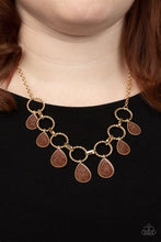 Load image into Gallery viewer, Golden Glimmer Brown Necklace - Paparazzi Accessories

