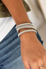 Load image into Gallery viewer, Rollin’ in Rhinestones Silver Urban Bracelet - Paparazzi Accessories
