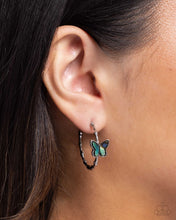 Load image into Gallery viewer, Butterfly Beginnings Blue Hoop Earrings - Paparazzi Accessories
