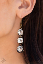 Load image into Gallery viewer, Determined To Dazzle Brass Earrings - Paparazzi Accessories
