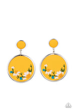 Load image into Gallery viewer, Embroidered Gardens Yellow Earrings - Paparazzi Accessories
