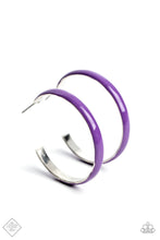 Load image into Gallery viewer, Groovy Glissando Purple Hoop Earrings - Paparazzi Accessories
