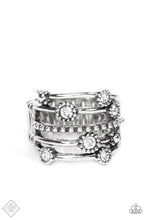 Load image into Gallery viewer, Rhinestone Studded Ritz White Ring - Paparazzi Accessories
