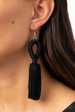Load image into Gallery viewer, Tassels and Tiaras Black Earrings - Paparazzi Accessories
