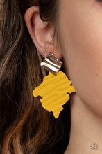 Load image into Gallery viewer, Crimped Couture Yellow Post Earrings - Paparazzi Accessories
