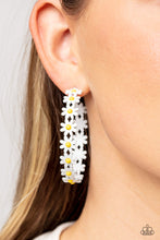 Load image into Gallery viewer, Daisy Disposition White Earrings - Paparazzi Accessories
