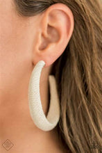 Load image into Gallery viewer, TWINE And Dine White Hoop Earrings - Paparazzi Accessories
