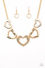 Load image into Gallery viewer, Hearty Hearts Gold Necklace - Paparazzi Accessories
