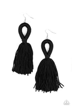 Load image into Gallery viewer, Tassels and Tiaras Black Earrings - Paparazzi Accessories
