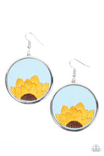 Load image into Gallery viewer, Sun-Kissed Sunflowers Blue Earrings - Paparazzi Accessories
