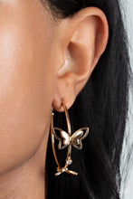 Load image into Gallery viewer, Full Out Flutter Gold Earrings - Paparazzi Accessories
