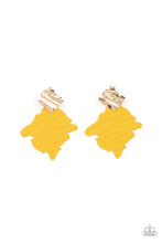 Load image into Gallery viewer, Crimped Couture Yellow Post Earrings - Paparazzi Accessories
