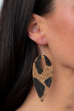 Load image into Gallery viewer, Cork Cabana Black Earrings - Paparazzi Accessories
