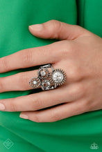 Load image into Gallery viewer, Blowing Off STEAMPUNK White Ring - Paparazzi Accessories
