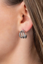 Load image into Gallery viewer, TRIPLE Down Silver Hoop Earrings - Paparazzi Accessories
