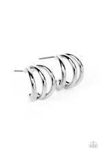 Load image into Gallery viewer, TRIPLE Down Silver Hoop Earrings - Paparazzi Accessories
