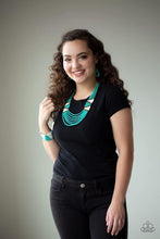 Load image into Gallery viewer, Blue Beaded Necklace and Bracelet Set
