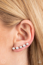 Load image into Gallery viewer, Drop-Top Attitude White Earrings - Paparazzi Accessories
